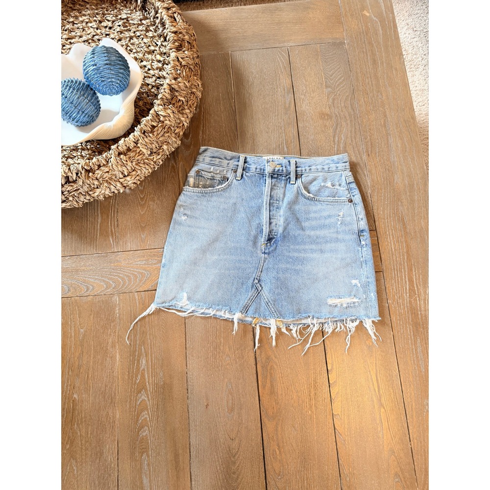 AGOLDE Quinn High Rise‎ Mini Skirt Womens Light Wash Blue Size 26 A068F-811